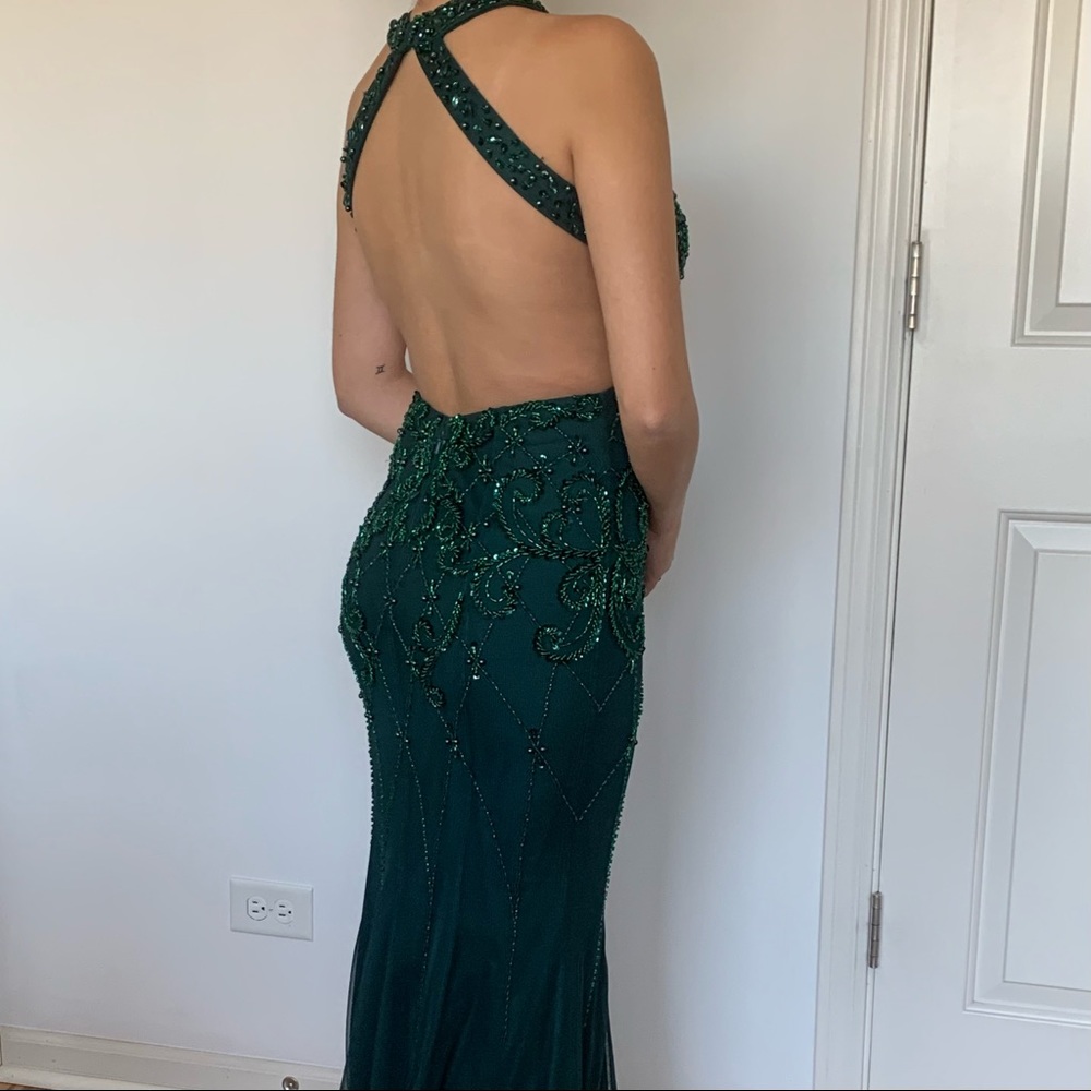 GREEN PROM DRESS- Sean Collection backless dress
